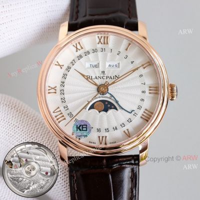 Blancpain Villeret Moon Phase Watch 6654 Rose Gold Replica Watch V2 New Upgraded 